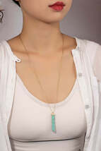 LONG BAR NATURAL STONE PENDANT NECKLACE - €7,47 EUR