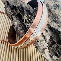 Pure Copper Silver Bracelet Copper Boho Handmade Cuff Therapeutic Raw Copper - £35.96 GBP