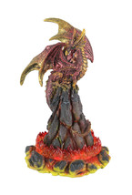 Metallic Copper and Gold Dragon Atop Glowing Volcano LED Lighted Statue - £26.09 GBP