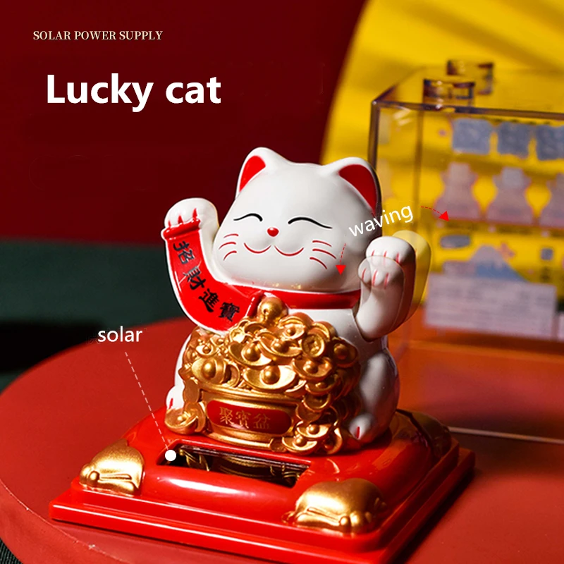 3.15 Inch Lucky Cat Mascot Statue Home Room Decoration Cute Maneki Neko Car - £18.92 GBP