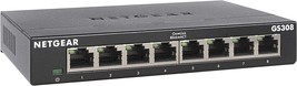 8 Port Gigabit Ethernet Unmanaged Switch GS308 Home Network Hub Office E... - $46.66