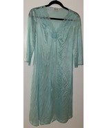Vanity Fair Robe Small Blue/Green Nylon Lace Sheer Button Front - $39.51 CAD