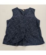 Vintage 80s Private Luxuries Women's Blue Sleeveless Blouse Size Large - $19.79