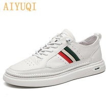 Men&#39;s Shoes Spring New Genhiue Leather White Sneakers Men Student Tide Breathabl - £76.25 GBP