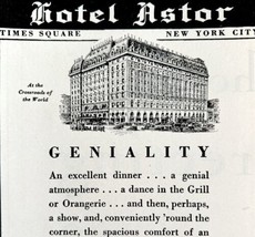 Hotel Astor Time Square New York City 1929 Advertisement Restaurant NYC DWAA22 - £19.57 GBP