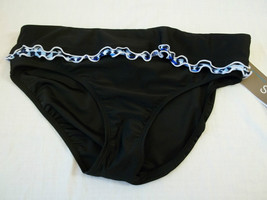 Studio by Christina Swimwear Bikini Bottom Size 12 Black &amp; Blue Ruffle N... - £10.49 GBP