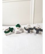 Spritz Target Bird ornaments set x4 white green gray Winter holiday scar... - $12.00