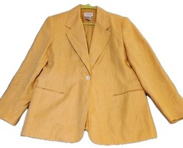Vintage Talbots Linen Blazer Yellow Lined Preppy Golf One Button Pockets... - £18.58 GBP