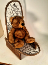 Cute Old Teddy Bear on a Homemade Snowshoe Chair, Cool Old Piece - £49.75 GBP