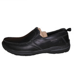 Skechers Men&#39;s Size 8 Relaxed Fit Memory Foam Leather Slip-On Shoe, Black - $32.99