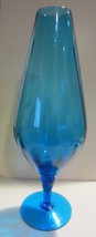 Vintage  Empoli Teal Blue  Optic Panel Vase - £63.43 GBP