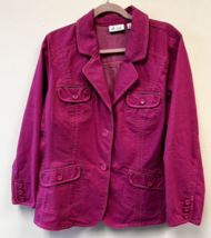 D &amp; Co Hot Pink Denim Jacket Womens 1X Excellent Shape Pockets Cotton Blend - £35.61 GBP