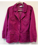 D &amp; Co Hot Pink Denim Jacket Womens 1X Excellent Shape Pockets Cotton Blend - £35.19 GBP