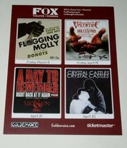 Flogging Molly Concert Promo Card Vintage 2013 Pomona Bullet For My Valentine - $19.99