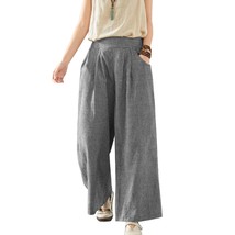 ZANZEA Women Plaid Trousers Wide Legs Casual Elastic Waist Long Pants - €53,46 EUR