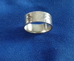 925 Sterling Silver 8mm Wide Hammered Band Ring SZ 10.25 Free Shipping - $29.99