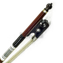 New Hi Quality 44 Violin Bow Brazilwood Yak Horn Frog Abalone Silver Wrap-Black - £52.29 GBP