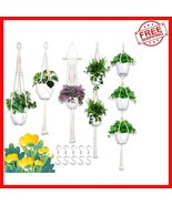 5 Pcs Boho Cotton Macrame Plant Hangers - Perfect for Home Decor &amp; Easy ... - $42.68 CAD