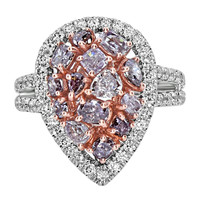 Argyle 2.27ct Natural Fancy Pink Pear Diamonds Engagement Ring 18K Solid Gold - £5,110.19 GBP