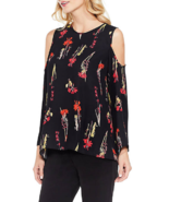 NWT VINCE CAMUTO BLACK FLORAL CAREER BLOUSE SIZE L $79 - £50.83 GBP