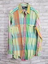 Polo Ralph Lauren Medium Long Sleeve Button Down Trim Military Plaid Col... - €17,48 EUR