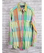 Polo Ralph Lauren Medium Long Sleeve Button Down Trim Military Plaid Col... - $380.59 MXN