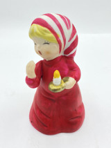 Vintage Christmas Jasco 1978 Porcelain Merry Bells Red Pajama Girl - £11.07 GBP