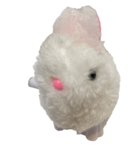 Vintage Wind Up White Easter Bunny Rabbit Hopping Walking Toy Furry 3.5&quot; Works - £7.25 GBP