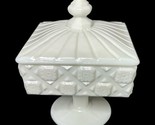 Westmoreland Old Quilt Pattern Milk Glass Square Medium Sized Candy Dish... - $26.18