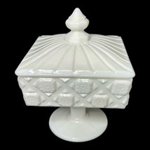 Westmoreland Old Quilt Pattern Milk Glass Square Medium Sized Candy Dish Vintage - £20.92 GBP