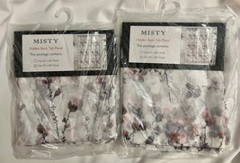 Set of 2 Misty Blush Floral Semi Sheer Window Panel Shabby Chic Curtains - £39.08 GBP