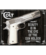 Colt Beauty Is In The Eye Gun Ammo Fire Retro Wall Décor Metal Tin Sign ... - £12.63 GBP