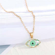 Green Crystal &amp; 18K Gold-Plated Evil Eye Pendant Necklace - £10.97 GBP