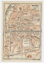 1909 Antique City Map Of Rennes / Brittany Bretagne / France - £15.29 GBP