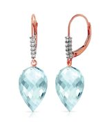 Galaxy Gold GG 14k Solid Rose Gold Earrings with Drop Briolette Blue Top... - $821.69
