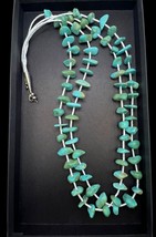 Vintage Santo Domingo Silver Natural Turquoise Multi Strand Heishi Bead Necklace - £175.85 GBP