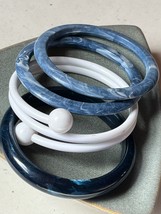 Vintage Lot of Blue &amp; White Denim &amp; Dark Blue Plastic Bangle Bracelet – - £11.90 GBP