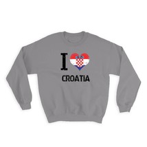 I Love Croatia : Gift Sweatshirt Heart Flag Country Crest Croatian Expat - $28.95
