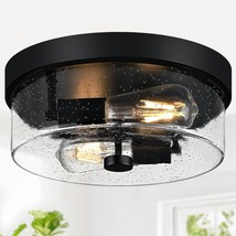 Black Flush Mount Ceiling Light Fixtures 2 Light Ceiling Mount for Farmhouse wit - £53.09 GBP