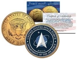 United States Space Force USSF 6th Branch 24K Gold Clad JFK Half Dollar US Coin - £6.88 GBP