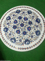 12&quot; Marble Plate Handmade Lapis Lazuli Floral Fine Inlay Pietra Dura Dec... - £342.04 GBP