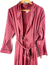 Cabernet Sleep Sense Robe Size Large Womens Rose Red Stripe Silky Dressi... - $33.23