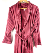 Cabernet Sleep Sense Robe Size Large Womens Rose Red Stripe Silky Dressi... - $33.23