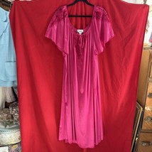 Vintage Ventura 3X Fuchsia Pink Floor Length  Night Gown Polyester &amp; Lace - $23.51