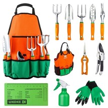 Garden Tool Set, 12 Piece Aluminum Hand Tool Kit, Garden Canvas Apron wi... - $2,693.46 MXN