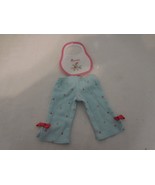 American Girl Doll Bitty Baby Blue Heart &amp; Bow Pants + Bitty Baby Bib fr... - £10.99 GBP