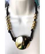 ROBERT LEE MORRIS Brass Pendant Black Cord Necklace with Beads-signed RLM-24 in. - $75.00