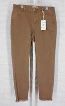 CHARLIE B Skinny Leg Twill Jeans Pants Frayed Tulip Hem Truffle NWT 6 14 - £46.21 GBP