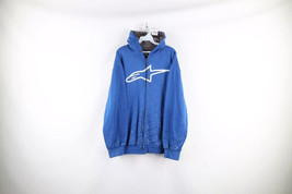 Vtg Alpinestars Mens XL Distressed Spell Out Racing Full Zip Hoodie Sweatshirt - £60.46 GBP