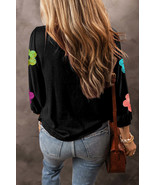 Sequin Flower Round Neck Blouse - $56.46 CAD